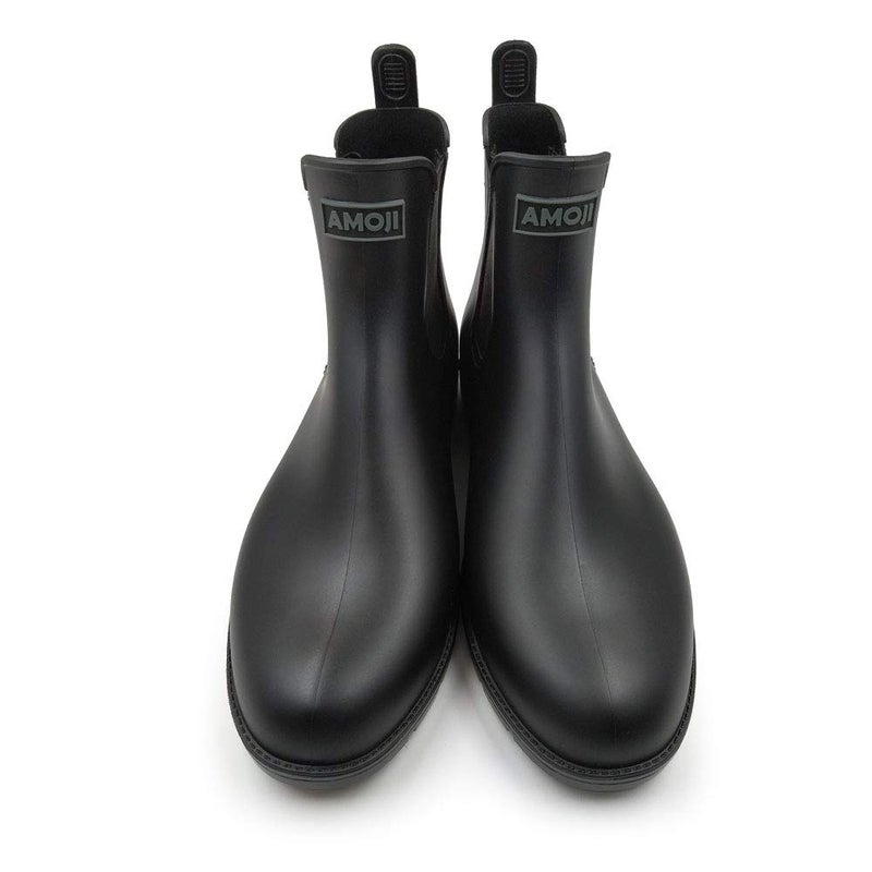 Amoji Unisex Chelsea Rain Boots Waterproof Ankle Boots Short Rainy Footwear 919 Black 8 Women/7 Men - Image 5